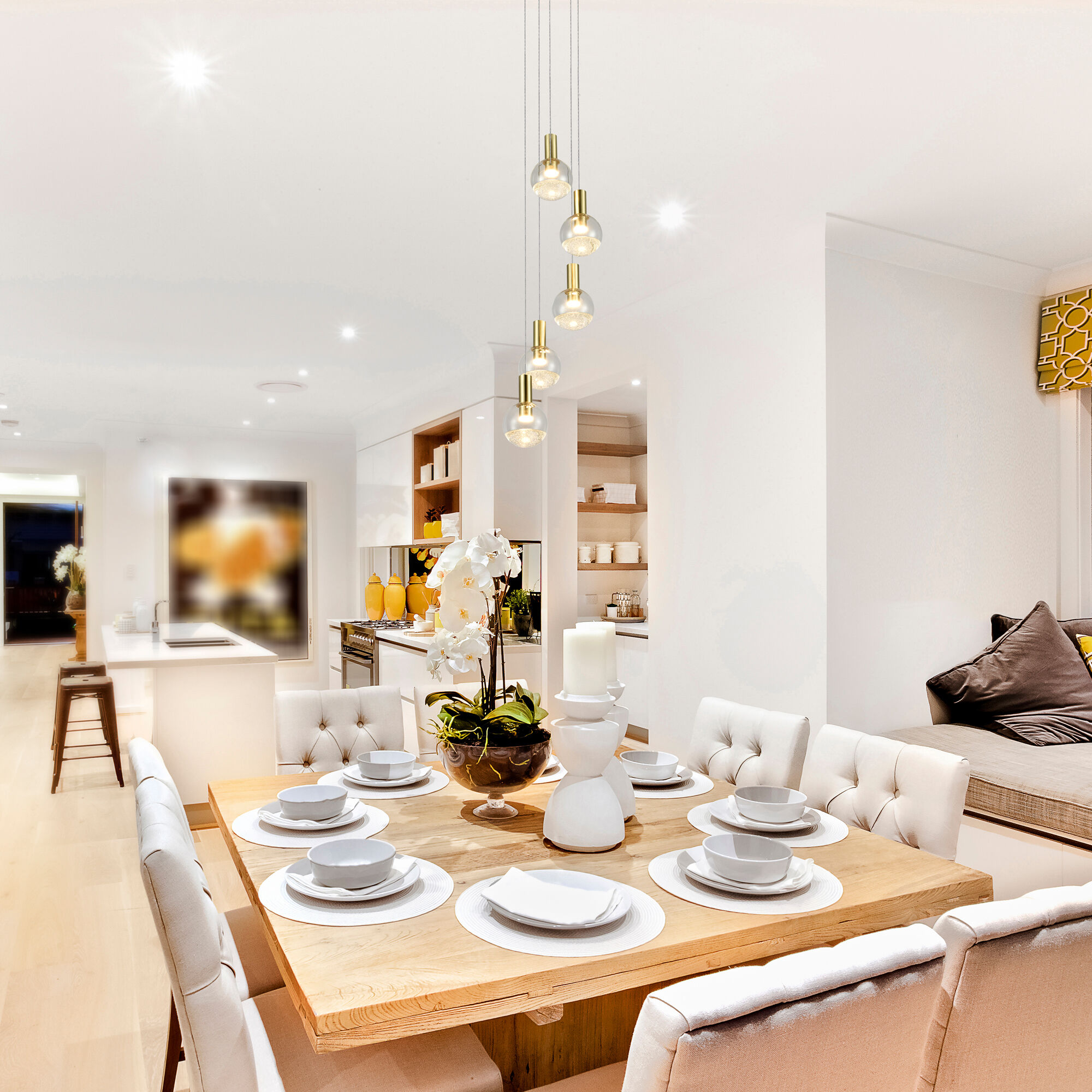 Artisan Collection/SIENNA Series 5 Light 9.5 inch Brass Pendant/Chandelier Ceiling Light