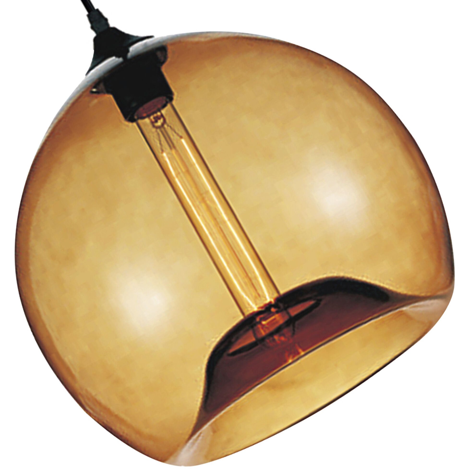 Glass 1 Light 12 inch Black Down Mini Pendant Ceiling Light in Amber