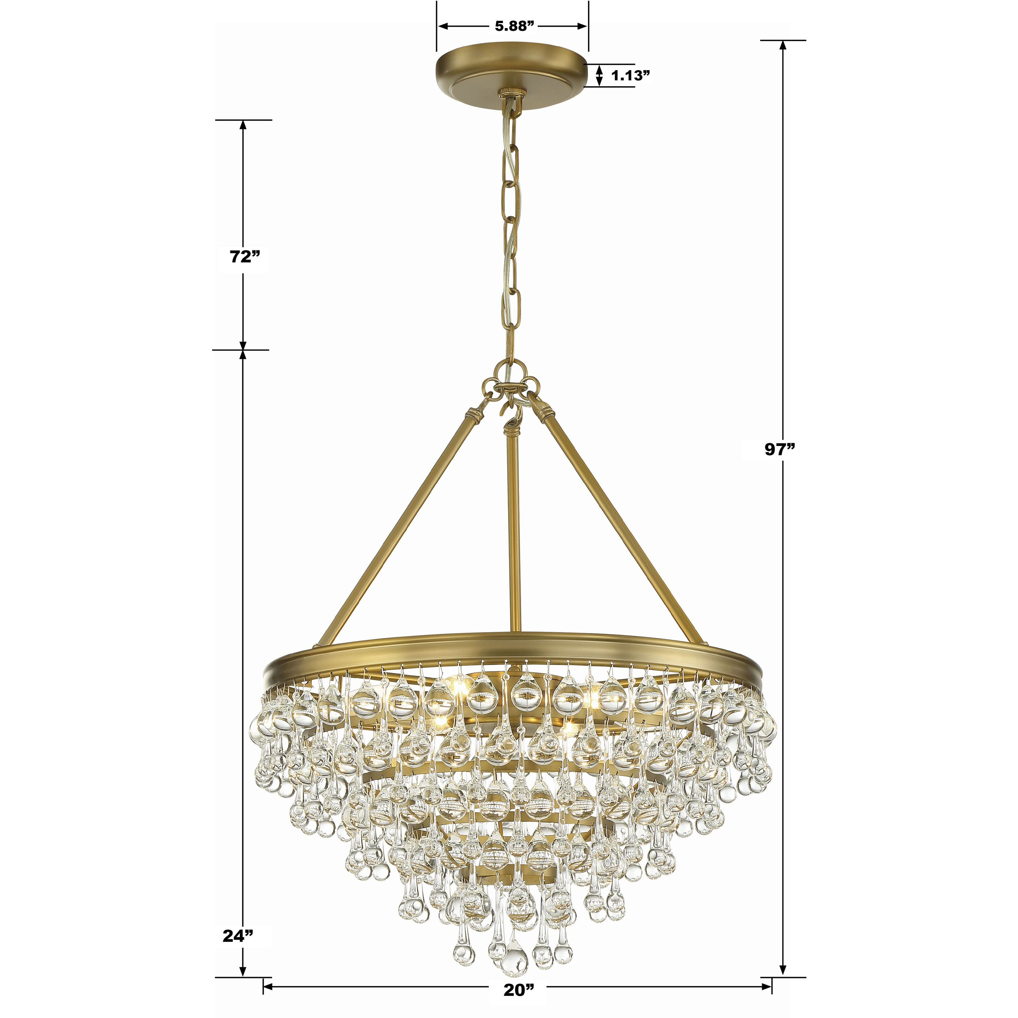 Calypso 6 Light 20 inch Vibrant Gold Chandelier Ceiling Light