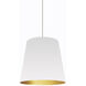 Oversized Drum LED 20 inch White and Gold Pendant Ceiling Light in White/Gold Jewel Tone