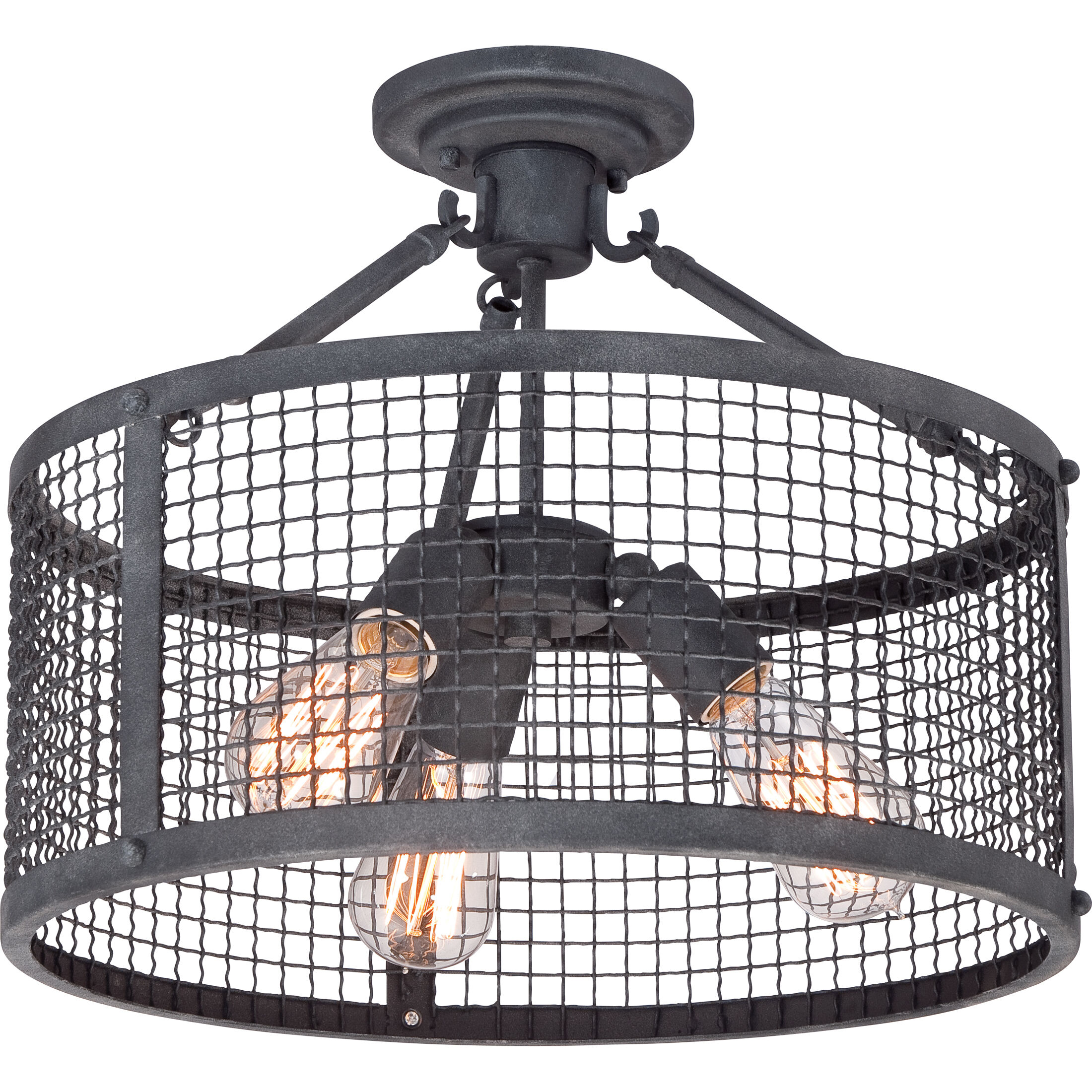 Wilder 3 Light 16 inch Mottled Black Semi-Flush Mount Ceiling Light