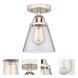 Nouveau 2 Small Cone 1 Light 6 inch Polished Nickel Semi-Flush Mount Ceiling Light in Clear Glass