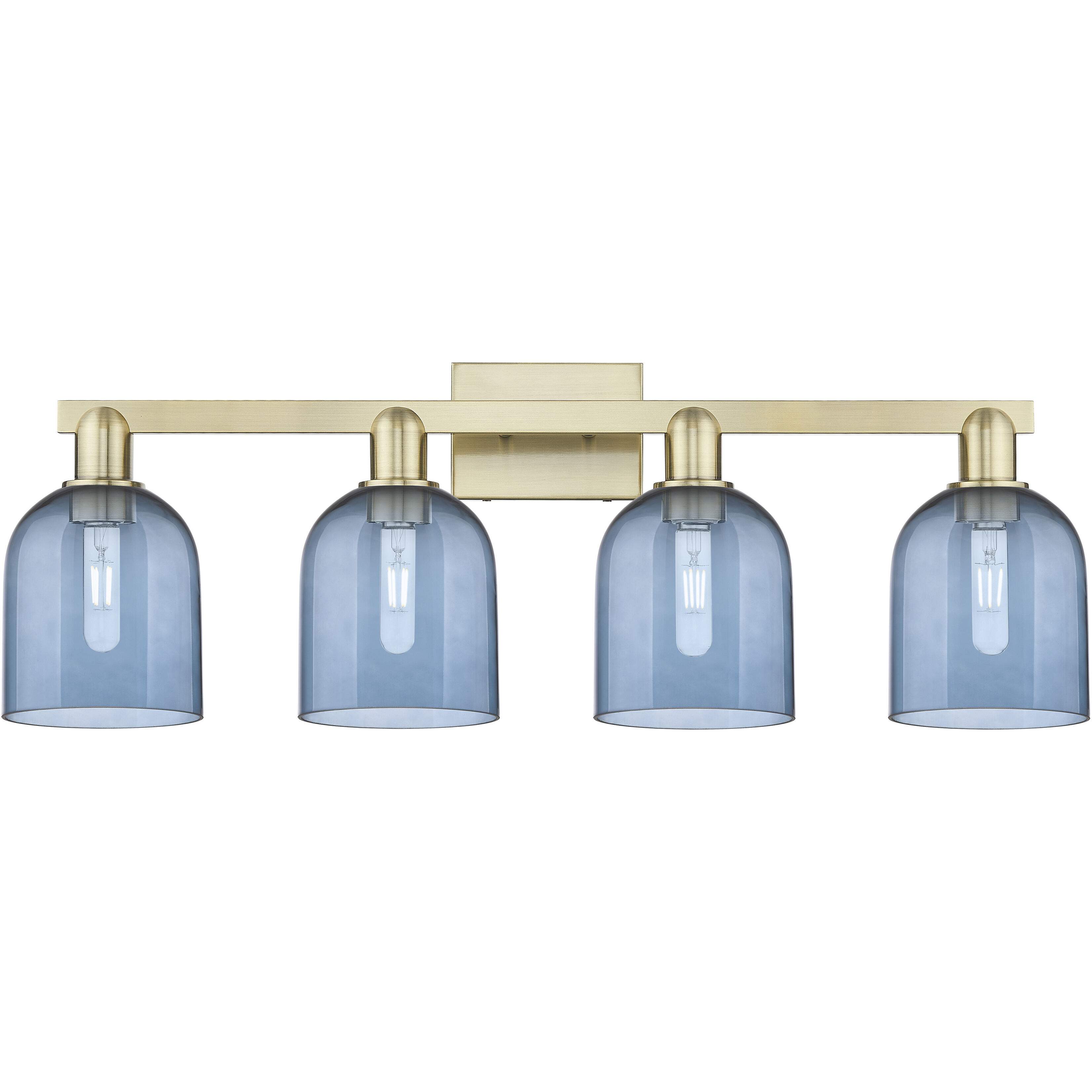 Arcadia Bella 4 Light 32.5 inch Antique Brass Bath Vanity Light Wall Light in Blue