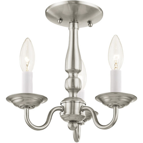 Williamsburgh 3 Light 11 inch Brushed Nickel Convertible Mini Chandelier/Ceiling Mount Ceiling Light