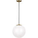 Leo - Hanging Globe LED 14 inch Satin Brass Pendant Ceiling Light