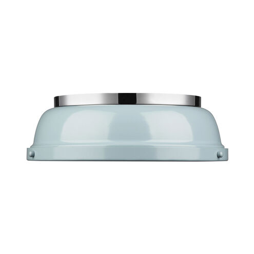 Duncan 2 Light 14 inch Chrome Flush Mount Ceiling Light in Seafoam, Damp