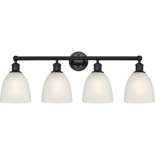 Edison Castile 4 Light 33 inch Matte Black Bath Vanity Light Wall Light in White