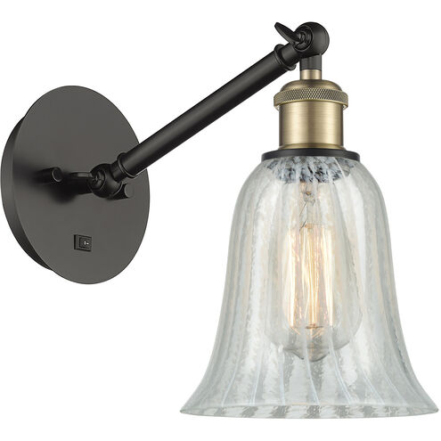 Ballston Hanover 1 Light 6.25 inch Black Antique Brass Sconce Wall Light in Mouchette Glass