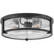 Lowell 3 Light 16 inch Black with Clear glass Foyer Light Ceiling Light, Flush Mount