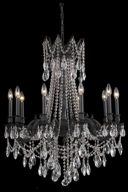 Rosalia 10 Light 28 inch Dark Bronze Dining Chandelier Ceiling Light in Royal Cut