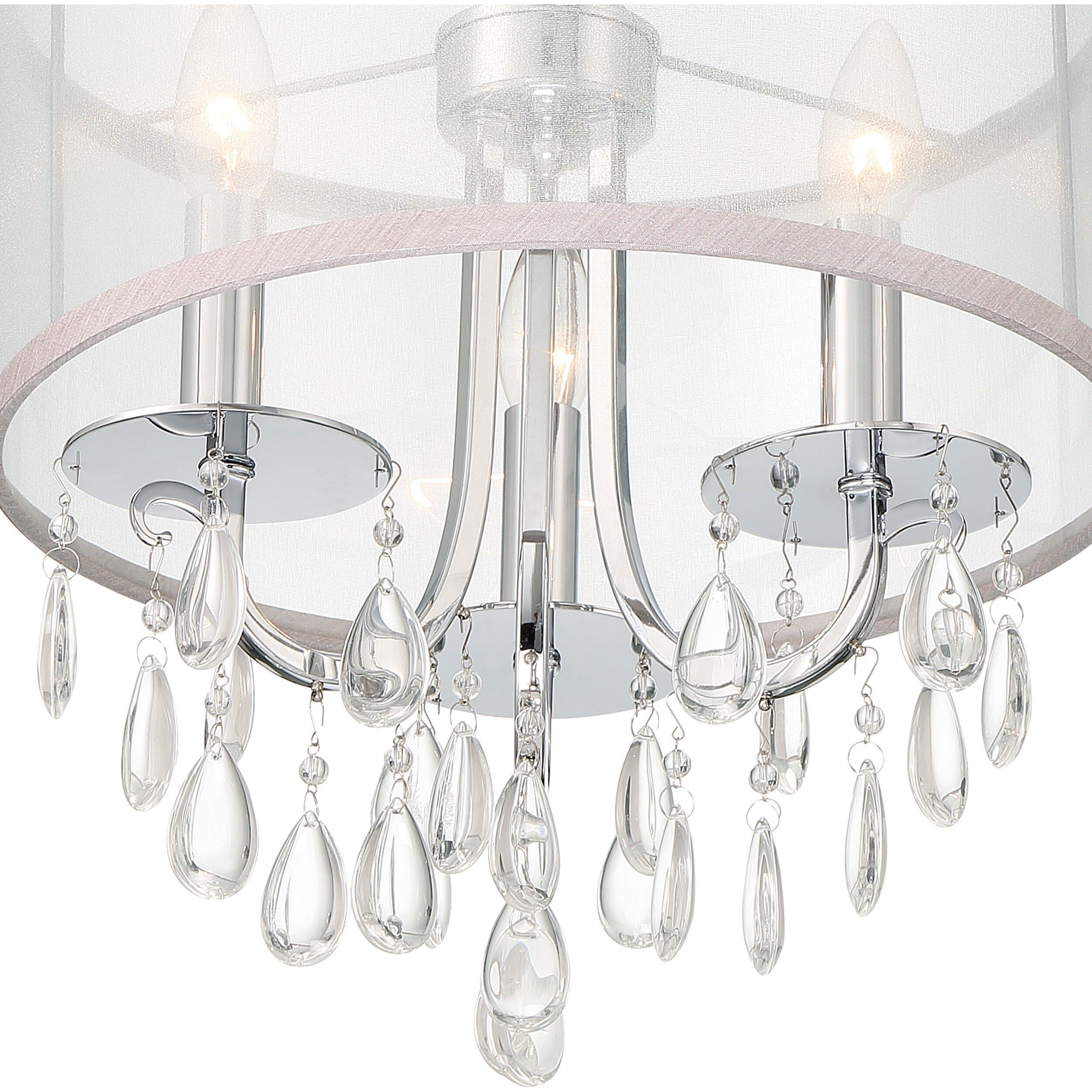 Hampton 3 Light 14 inch Polished Chrome Mini Chandelier Ceiling Light