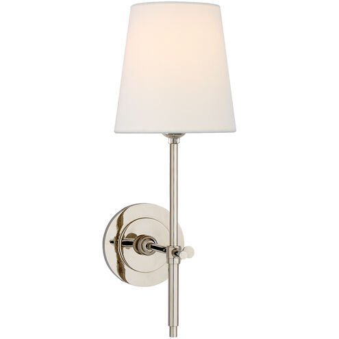 Thomas O'Brien Bryant Sconce Wall Light in Polished Nickel, Linen