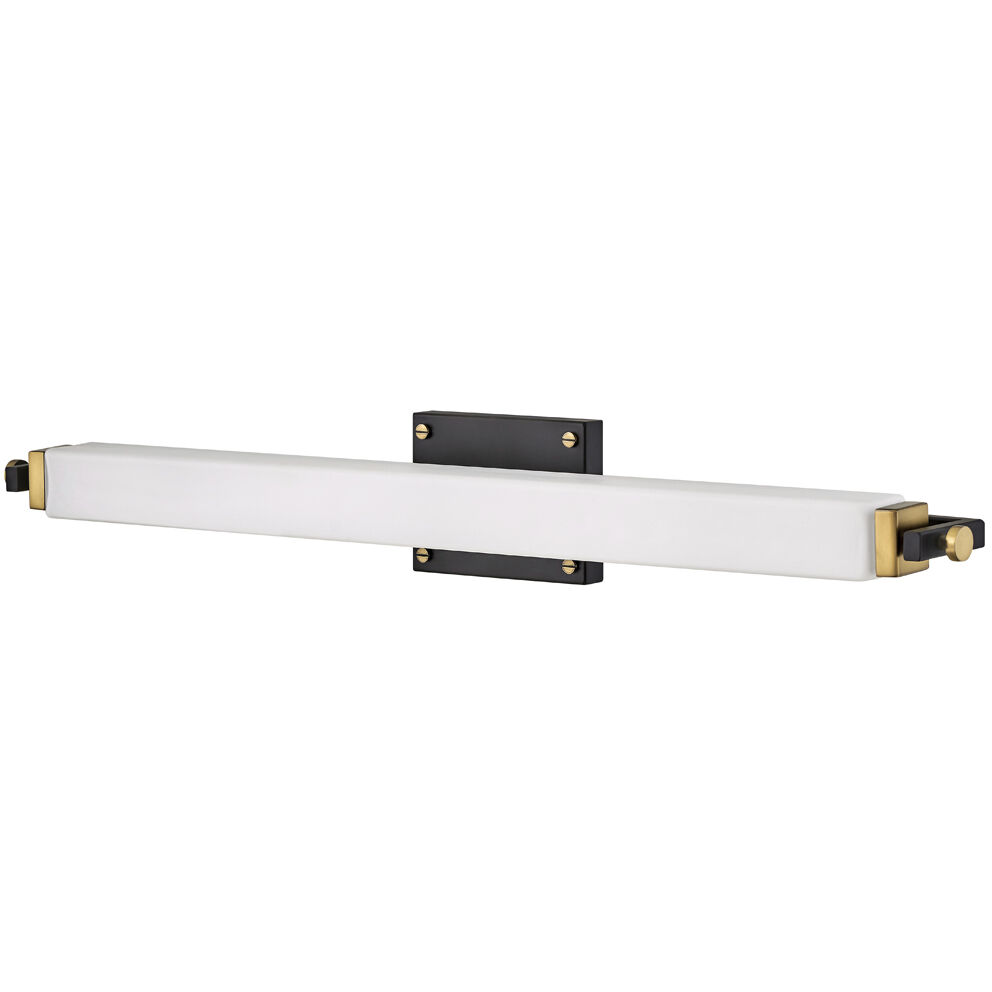 Rollins LED 31 inch Black with Heritage Brass Bath Light Wall Light in Black / Heritage Brass, Vertical