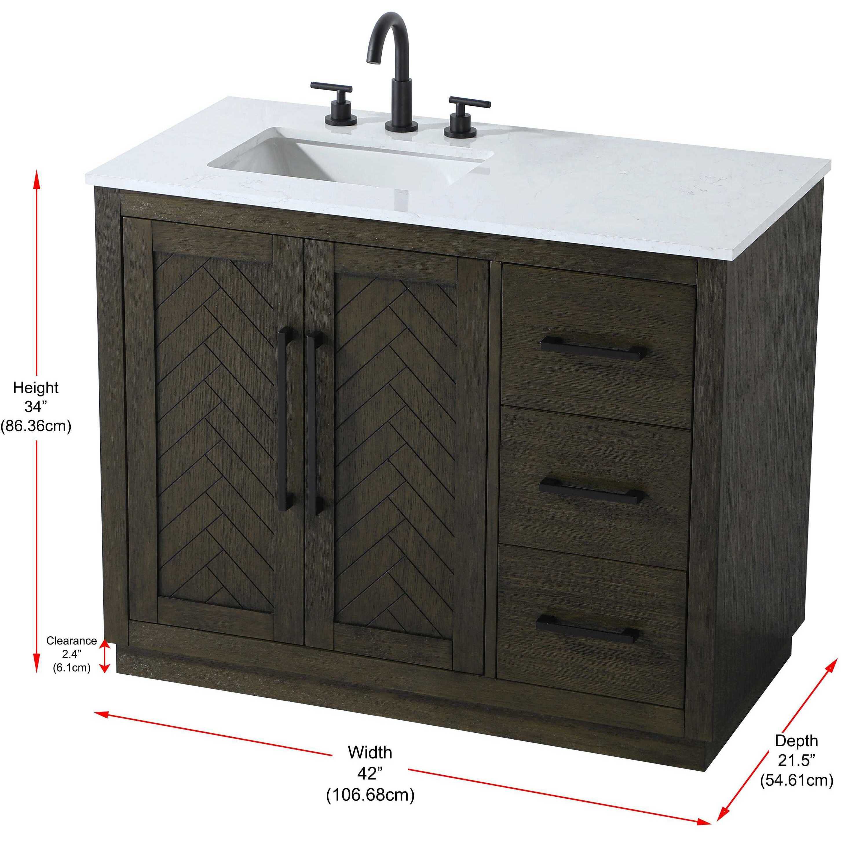 Chase 42 X 34 inch Chocolate Oak Bathroom Vanity Cabinet
