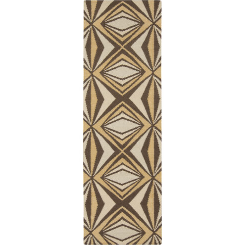 Voyages 96 X 30 inch Mustard, Dark Brown, Khaki, Wheat Rug