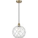 Edison 1 Light 10 inch Antique Brass and Clear and White Mini Pendant Ceiling Light