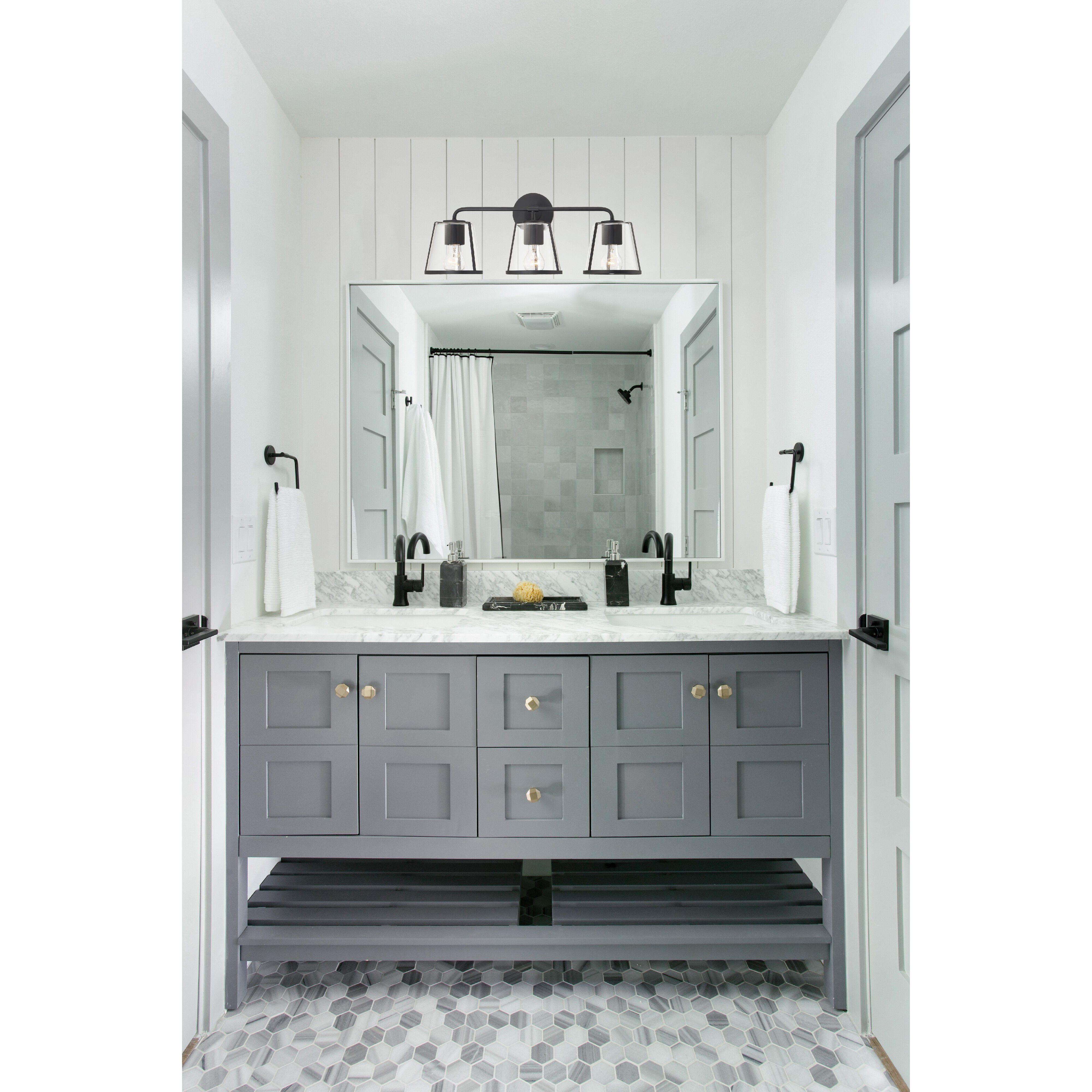 Fulton Bath Vanity Light Wall Light in Antique White, Clear