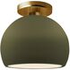 Radiance 1 Light 7 inch Matte Green and Brushed Brass Semi Flush Ceiling Light