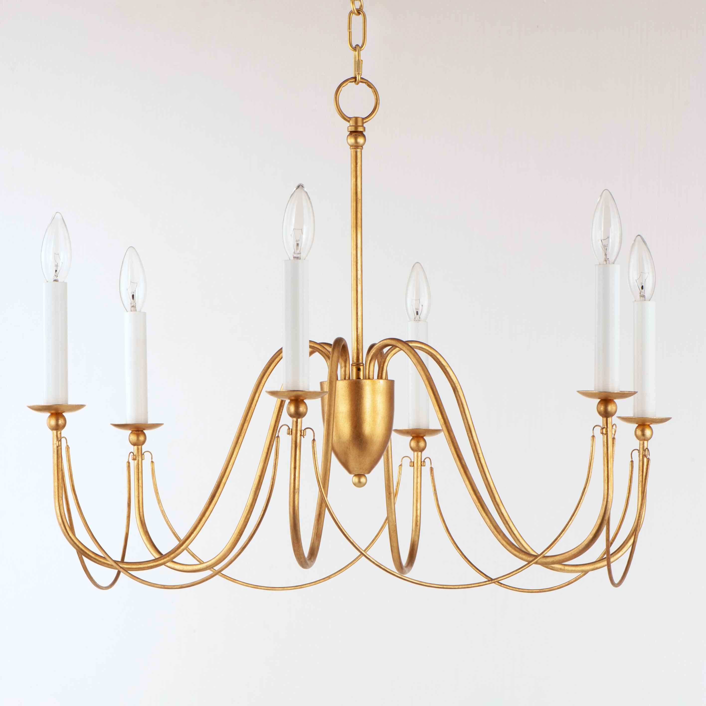 Plumette 6 Light 28 inch Gold Leaf Chandelier Ceiling Light