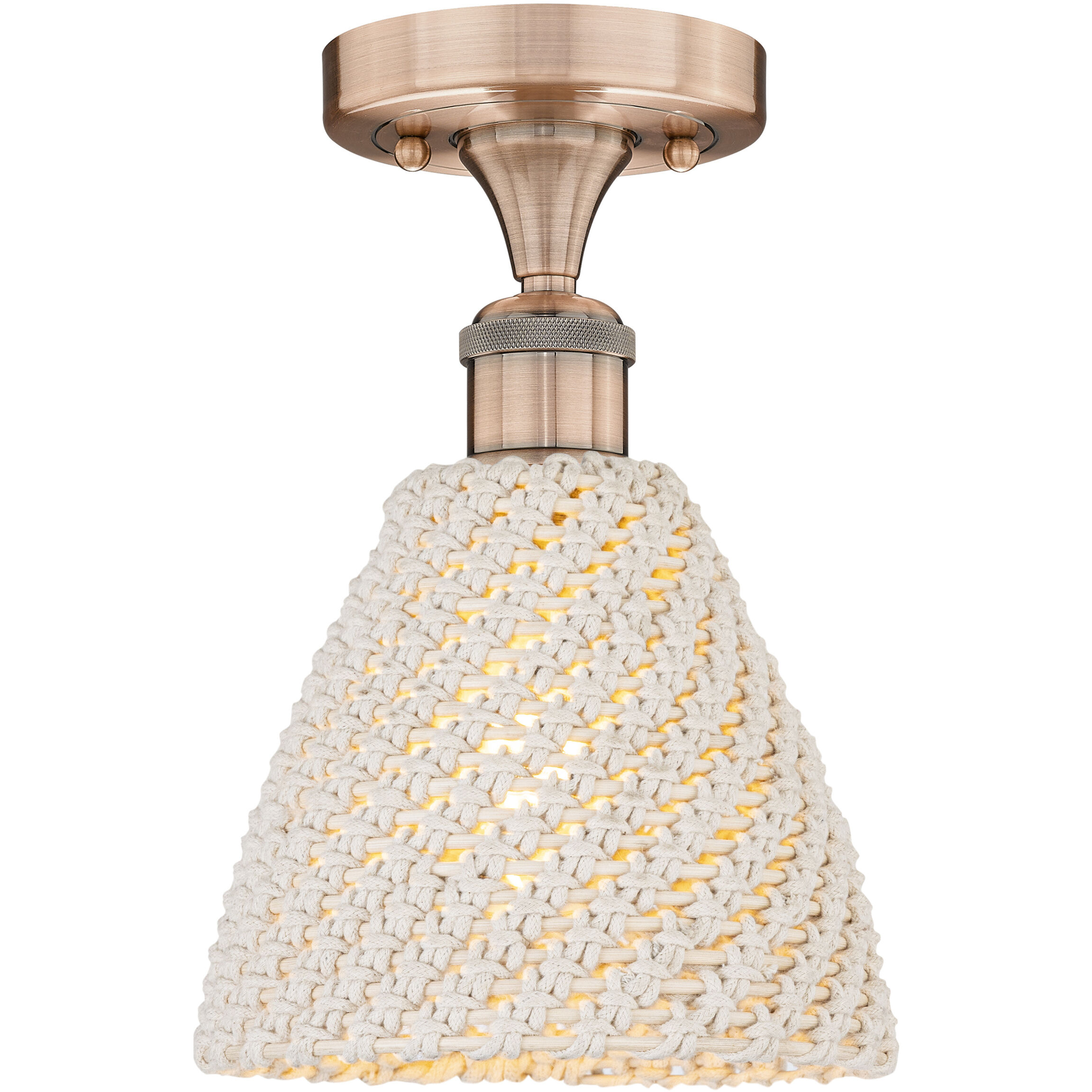 Edison Bristol Natural 1 Light 7.5 inch Antique Copper Semi-Flush Mount Ceiling Light