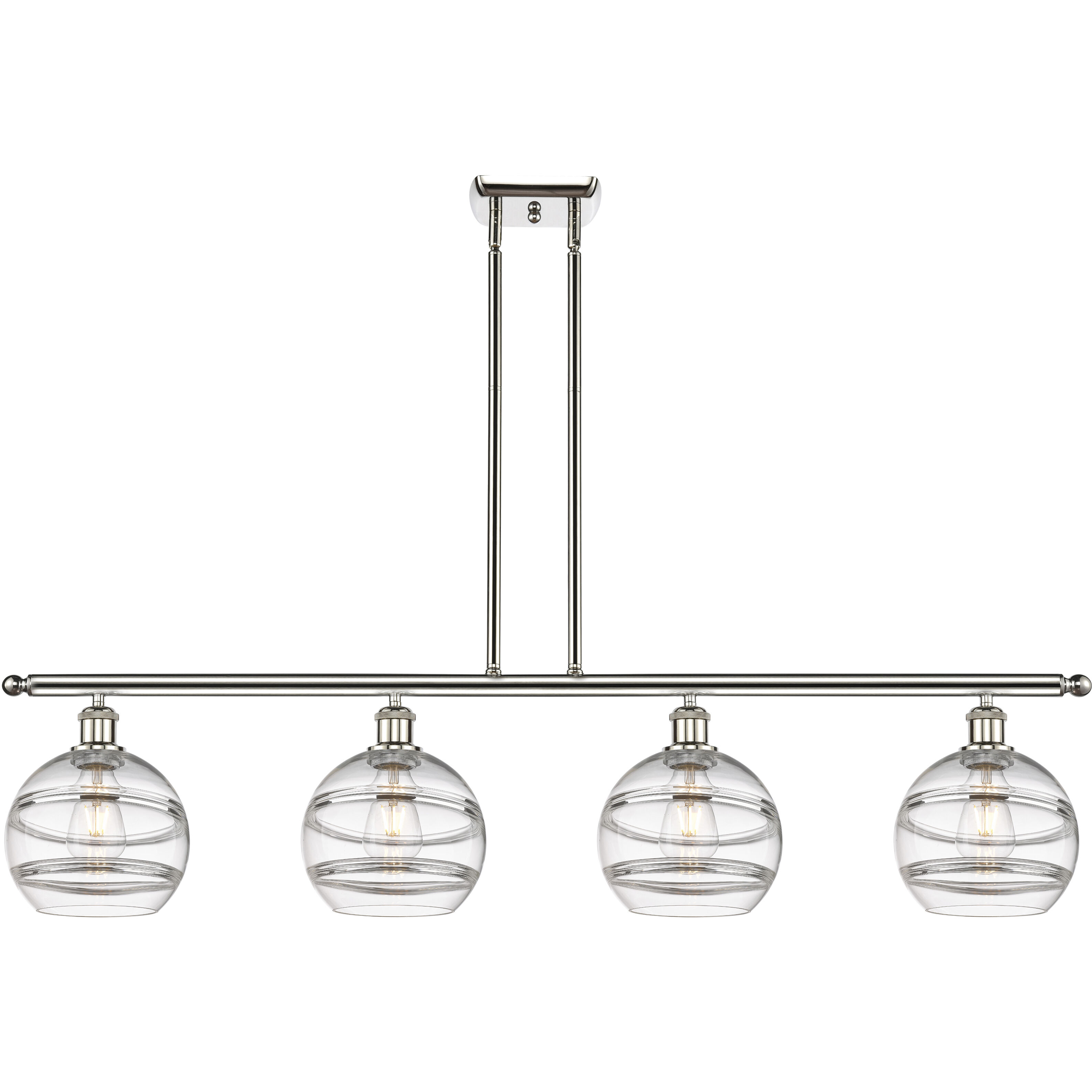 Ballston Rochester 4 Light 48 inch Polished Nickel Stem Hung Island Light Ceiling Light