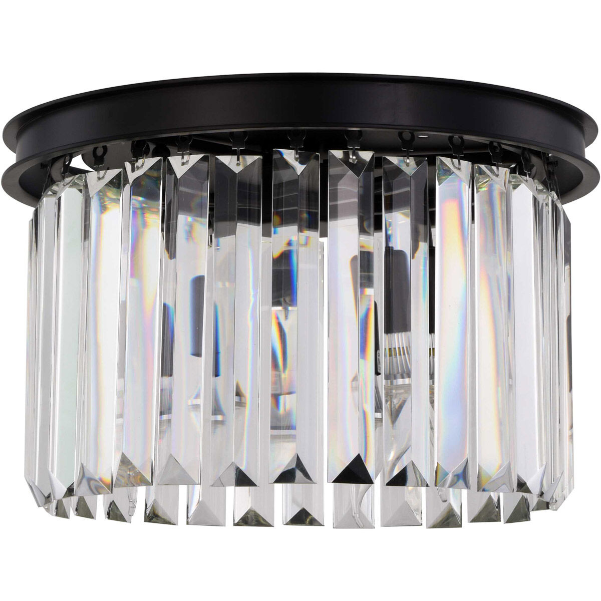 Sydney 3 Light 16 inch Matte Black Flush Mount Ceiling Light in Clear, Urban Classic