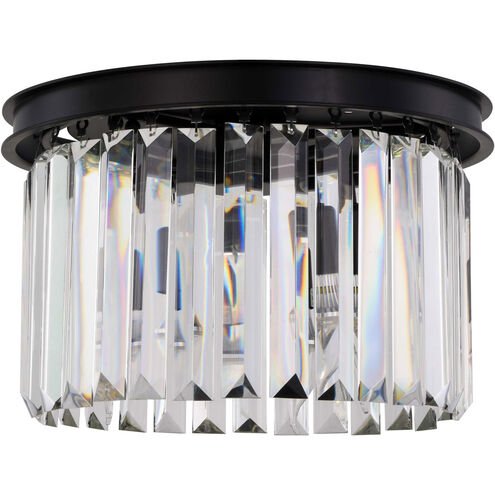 Sydney 3 Light 16 inch Matte Black Flush Mount Ceiling Light in Clear, Urban Classic