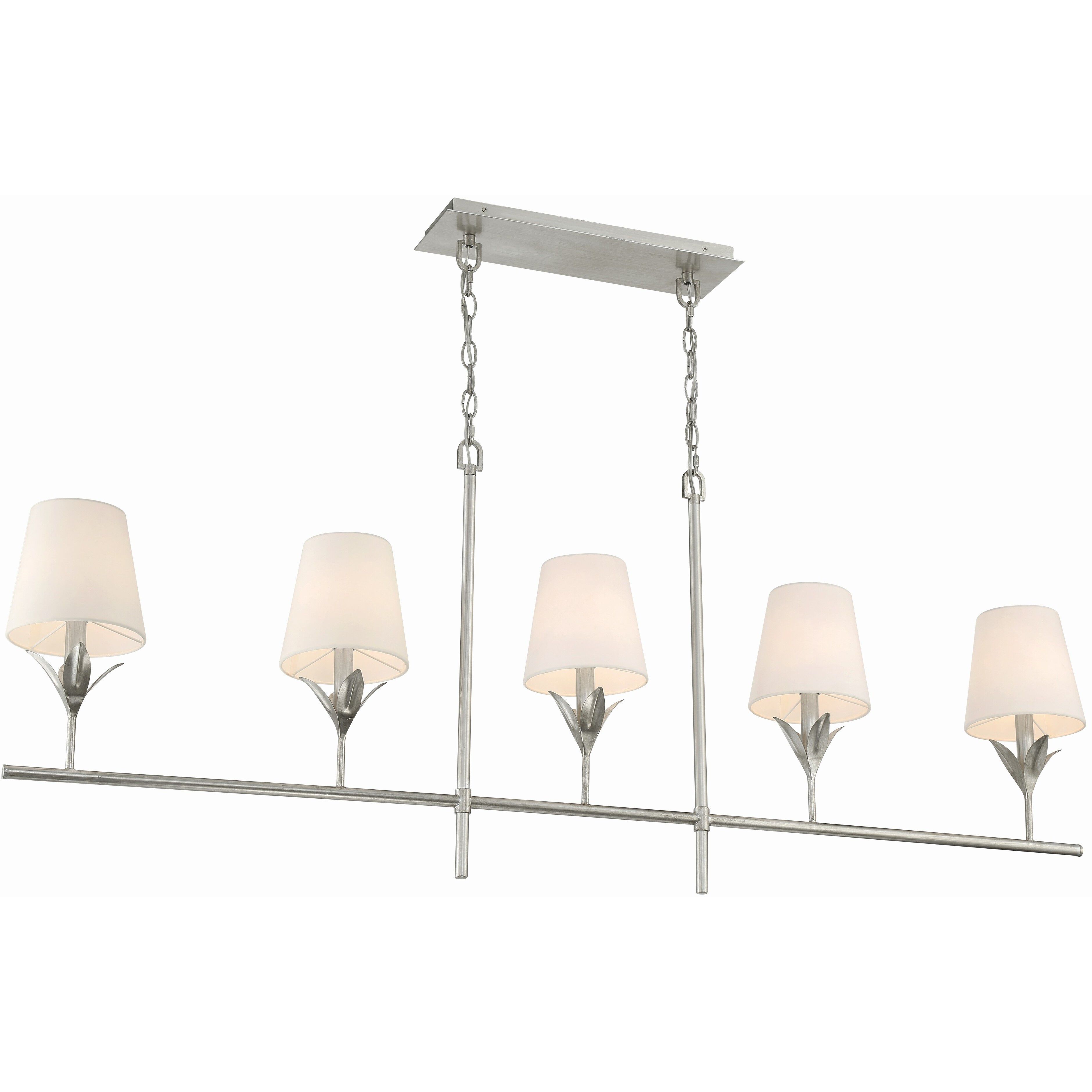 Broche 5 Light 53.5 inch Antique Silver Linear Chandelier Ceiling Light