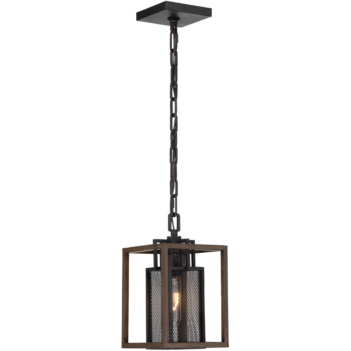 Rio Lobo 1 Light 6 inch Dark Oak with Black Mini Pendant Ceiling Light