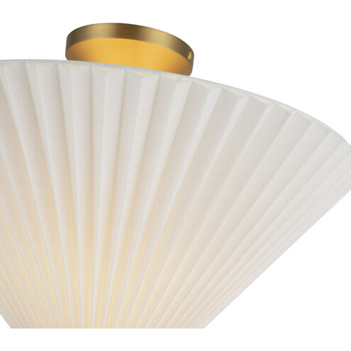 Alora Mood Bridgette 1 Light 16.38 inch Brushed Gold Semi-Flush Mount Ceiling Light in Brushed Gold and Folded White, Pleated Linen Shade