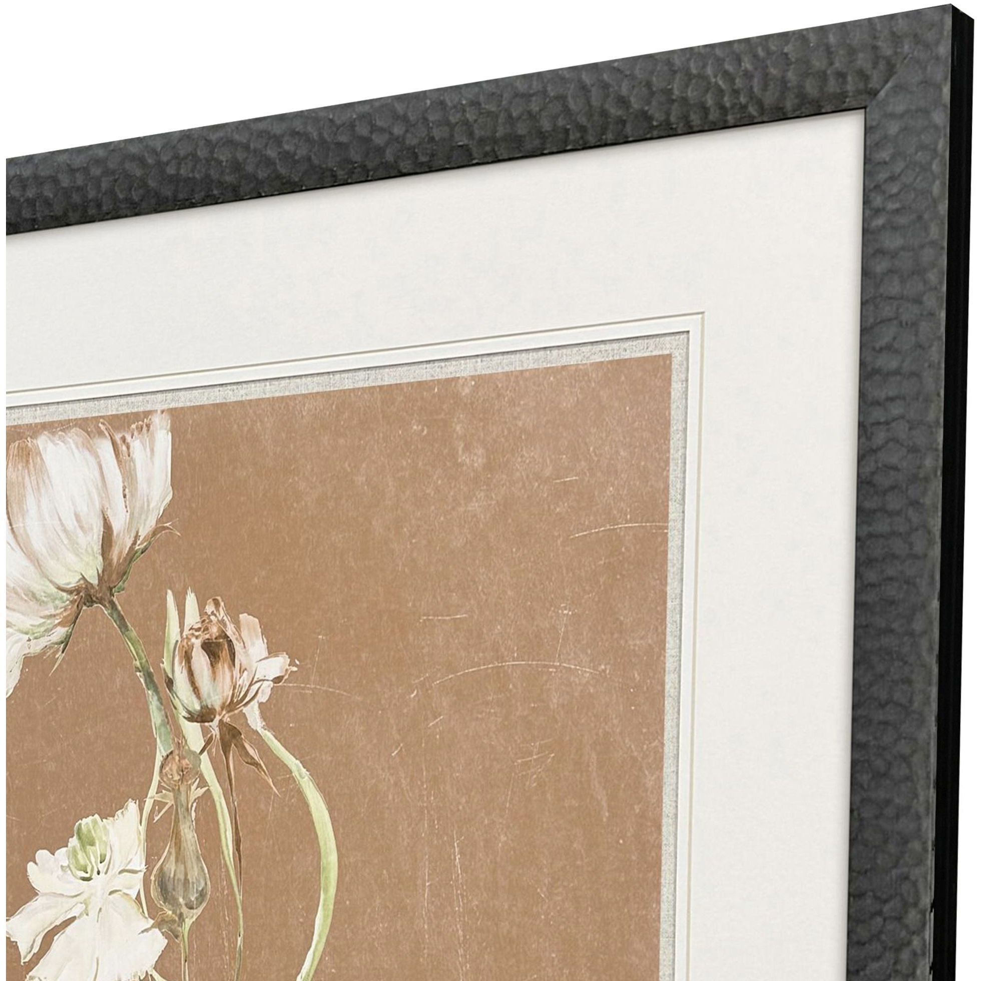 Wildflowers I, II & III White and Brown and Green and Rust Framed Art