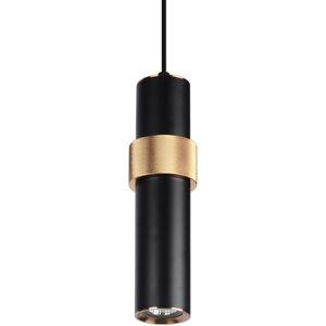 Cicada 3 inch Black With Knurled Brass Accent Pendant Ceiling Light 