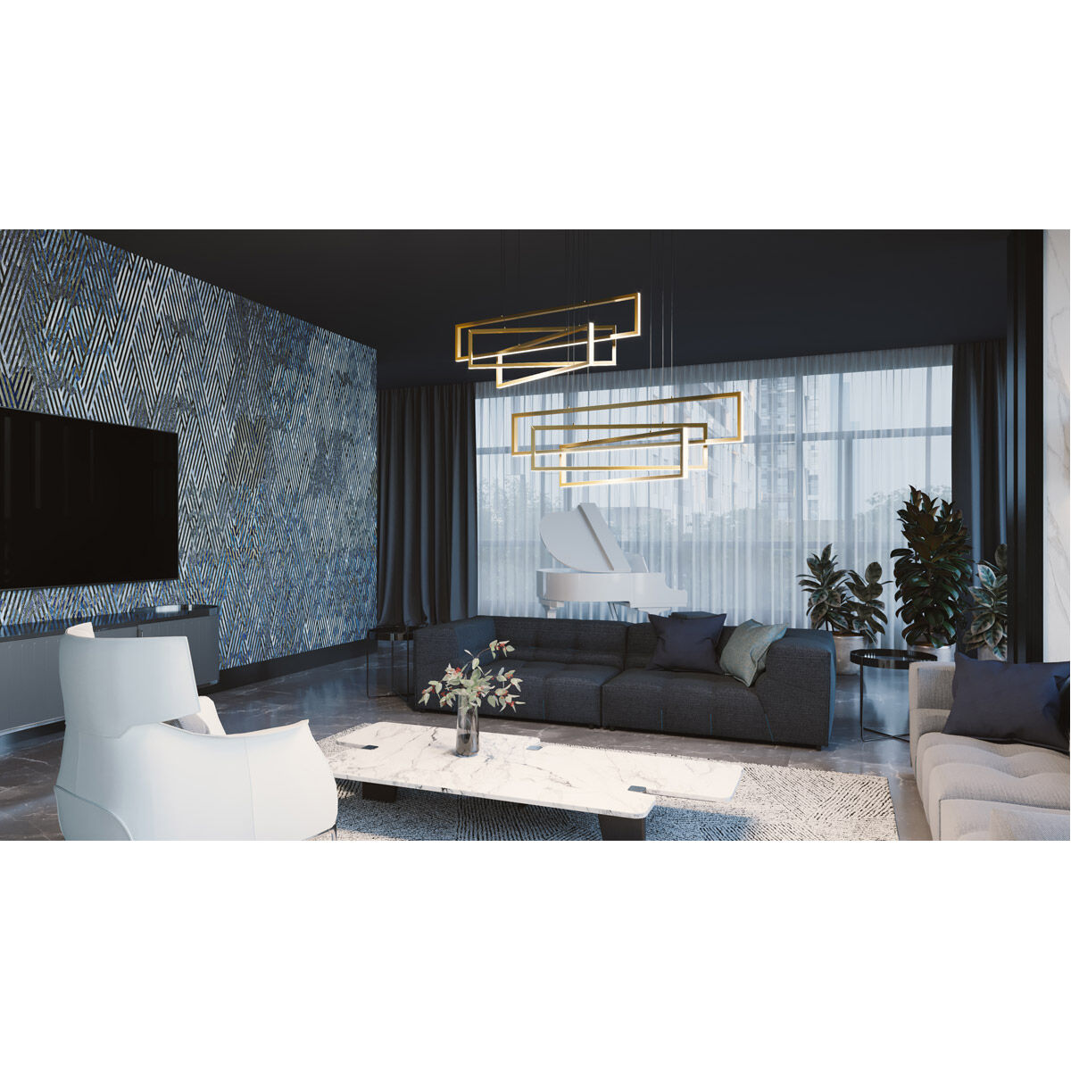 Cole LED 39 inch Gold Linear Pendant Ceiling Light