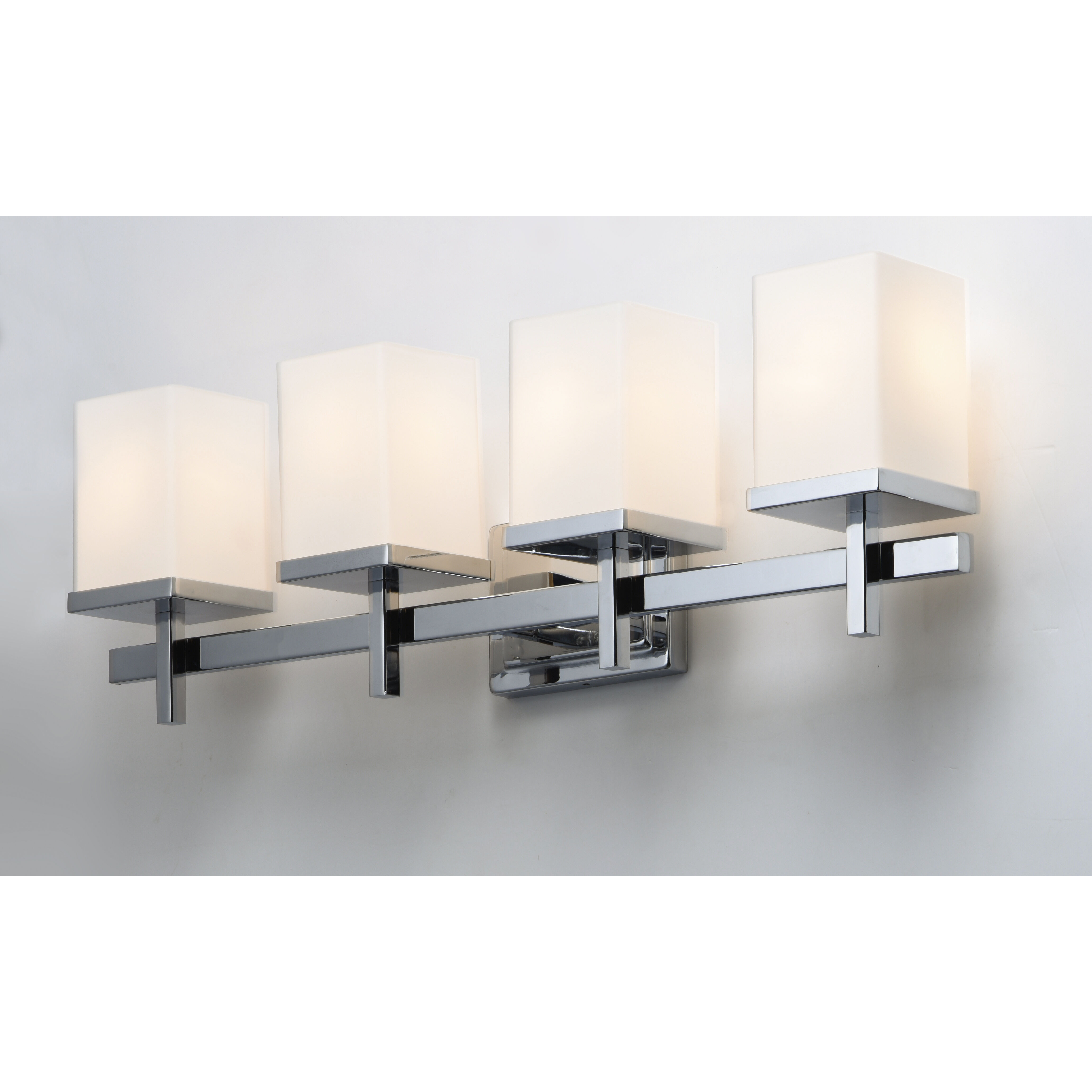 Tetra 4 Light 30 inch Polished Chrome Bath Vanity Wall Light in Satin White