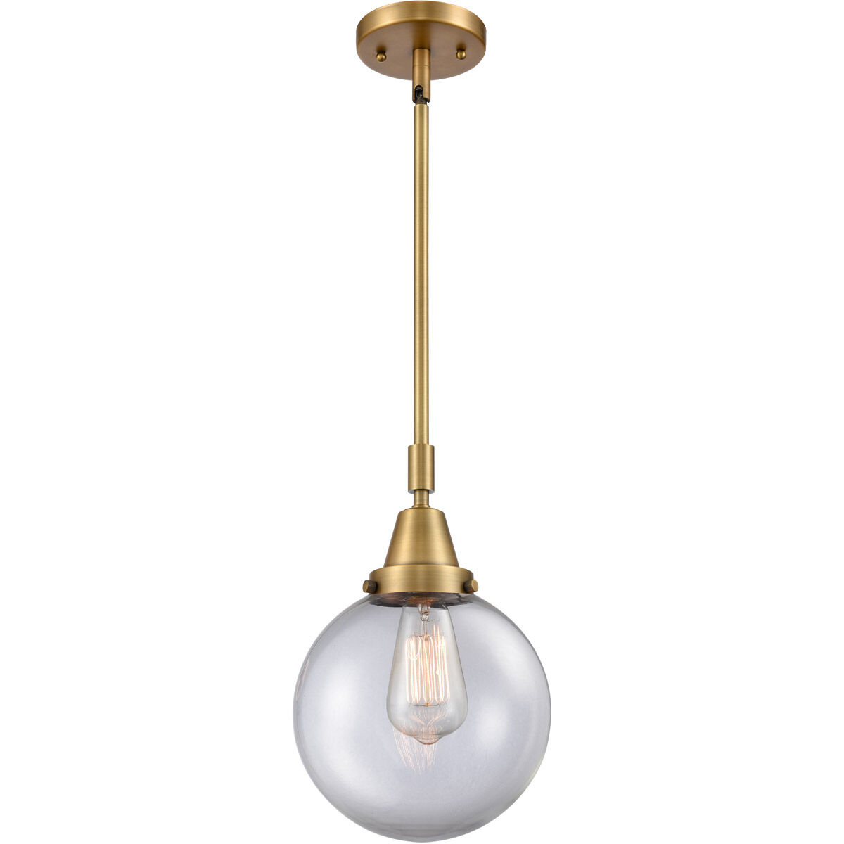 Beacon 1 Light 8 inch Brushed Brass Mini Pendant Ceiling Light in Clear Glass
