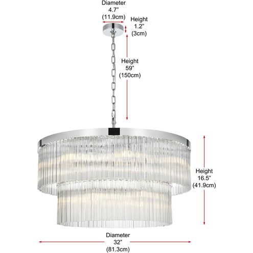 Harlow 14 Light 32 inch Chrome Chandelier Ceiling Light
