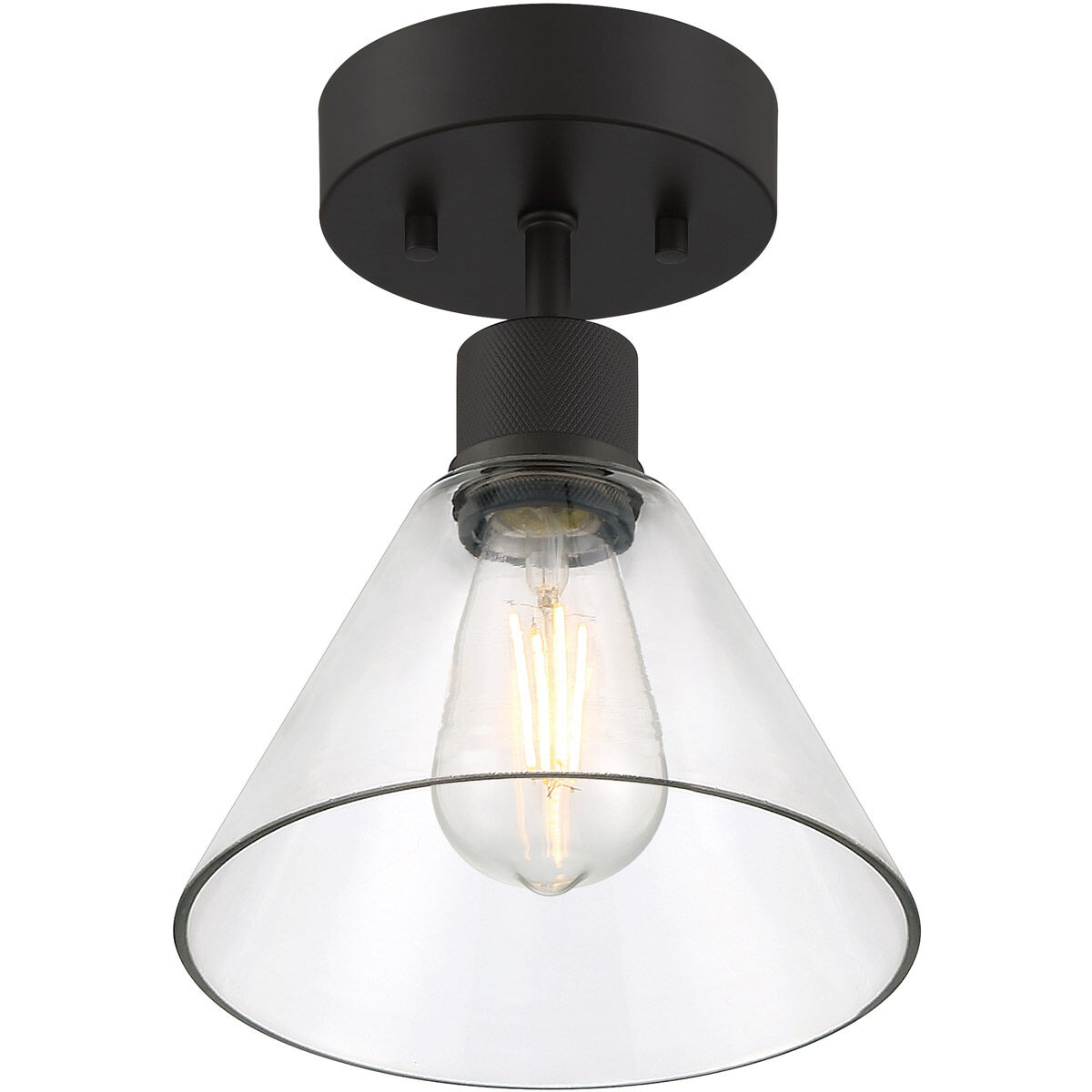 Port Nine LED 8 inch Matte Black Semi-Flush Ceiling Light