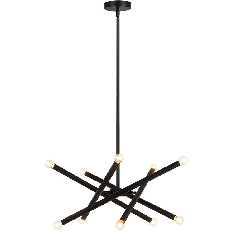 Matchstix 10 Light 31.25 inch Black Pendant Ceiling Light in Black and Clear