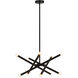 Matchstix 10 Light 28 inch Black Pendant Ceiling Light in Black and Clear