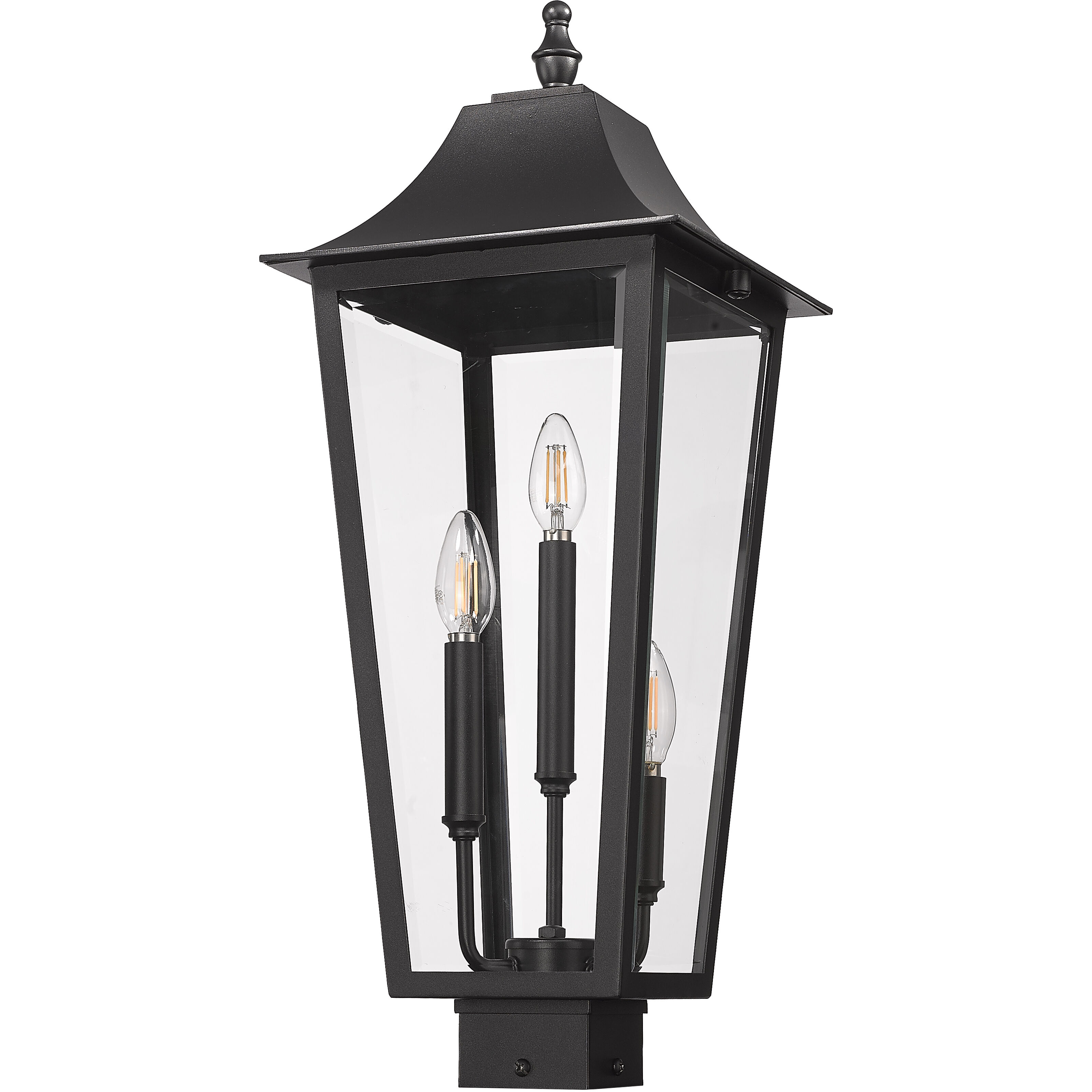 Gannon 3 Light 25.25 inch Black Outdoor Post Mounted Fixture