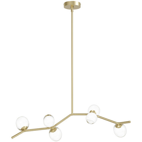Hampton LED 10 inch Brushed Brass Chandelier Ceiling Light in Clear Glass
