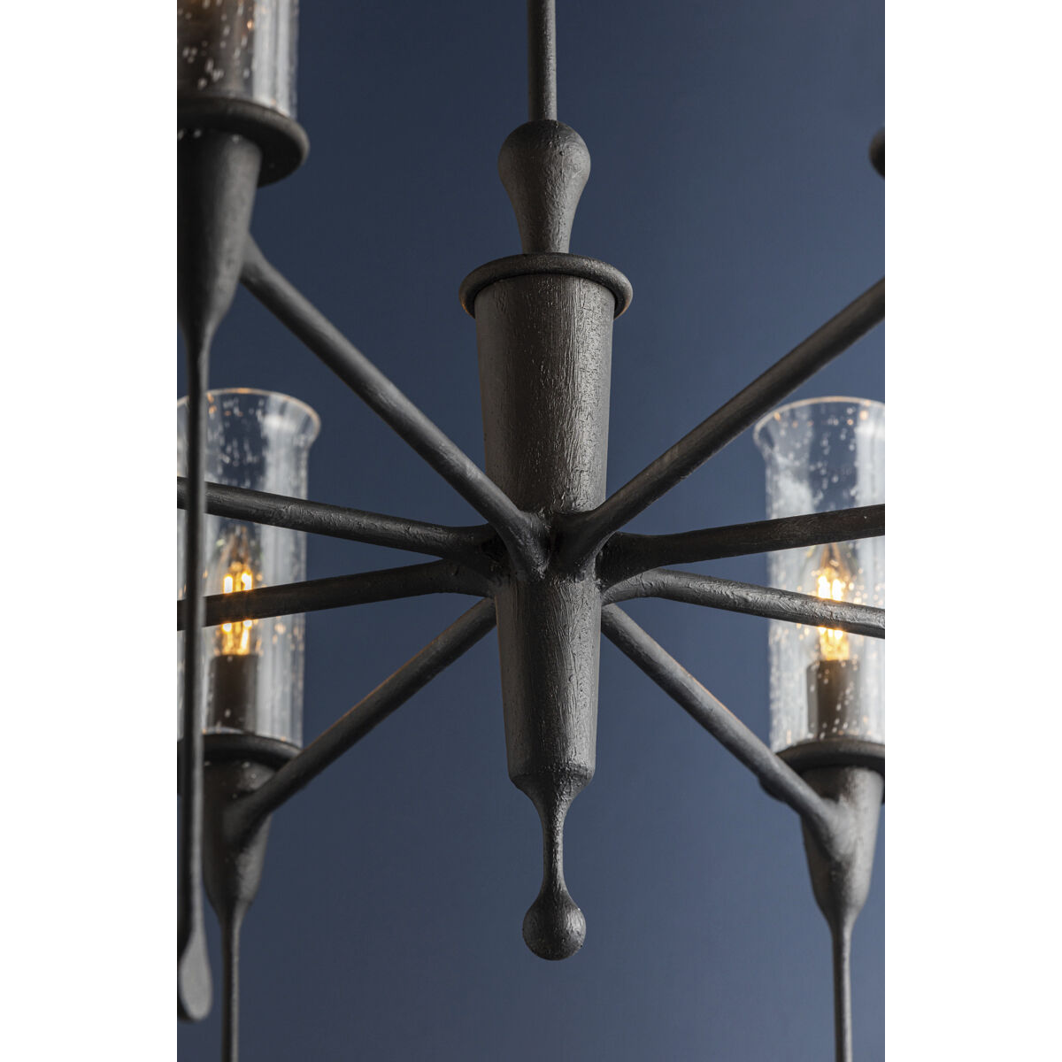 Chisel 8 Light 31.75 inch Black Iron Chandelier Ceiling Light