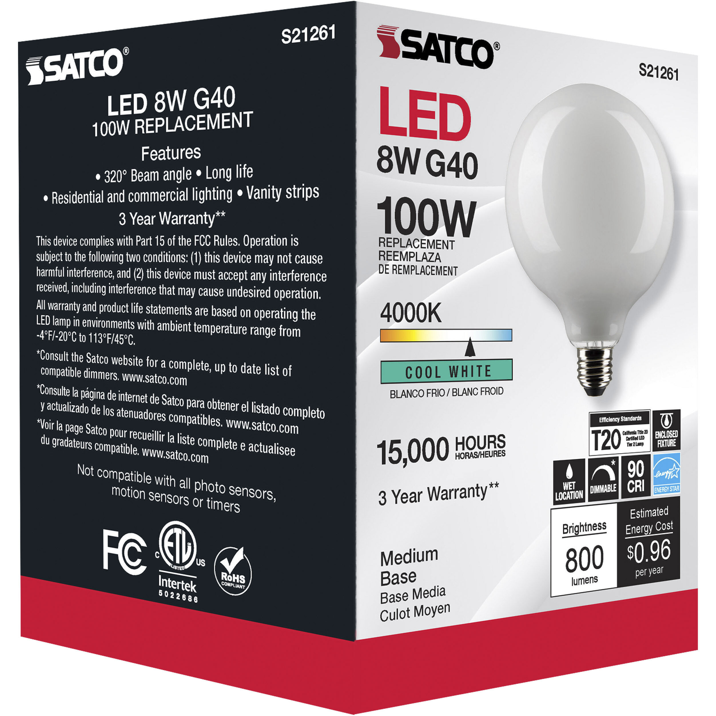 Lumos LED Medium Medium 8.00 watt 4000K LED Filament