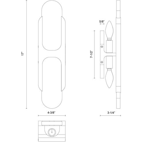Odin 2 Light 17 inch Vintage Brass ADA Wall Sconce Wall Light in Vintage Brass and Alabaster