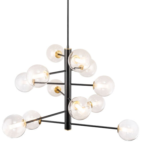 Aurelia LED 33.5 inch Black and Brushed Brass Chandelier Ceiling Light