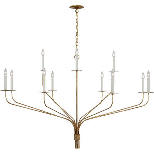 Ian K. Fowler Belfair LED 60 inch Gilded Iron Two-Tier Chandelier Ceiling Light, Grande