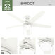 Bardot 52 inch Fresh White with Fresh White/Light Oak Blades Ceiling Fan