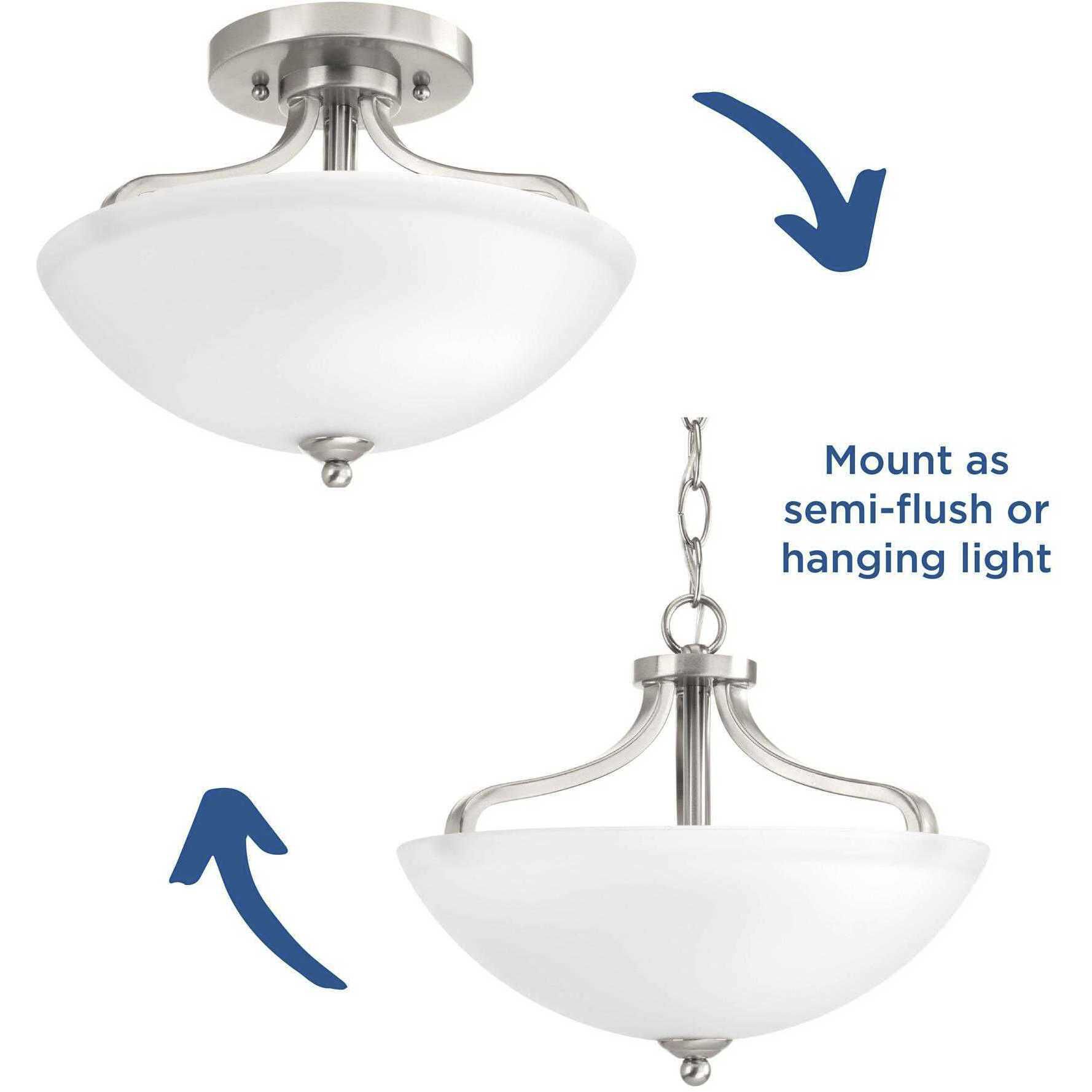 Laird 2 Light 13 inch Brushed Nickel Semi-Flush Mount Convertible Ceiling Light