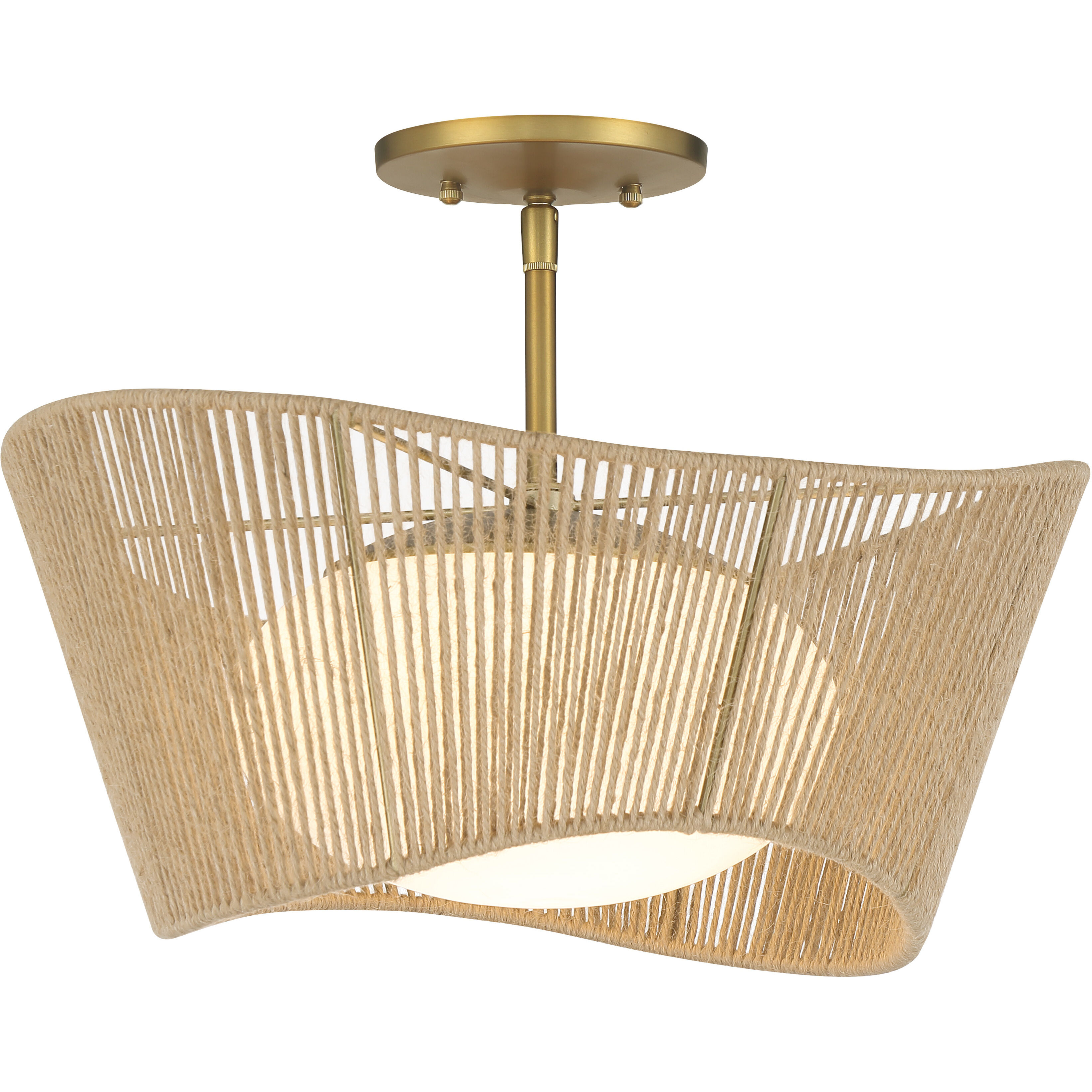 Key Largo 1 Light 16 inch Soft Brass Semi Flush Ceiling Light