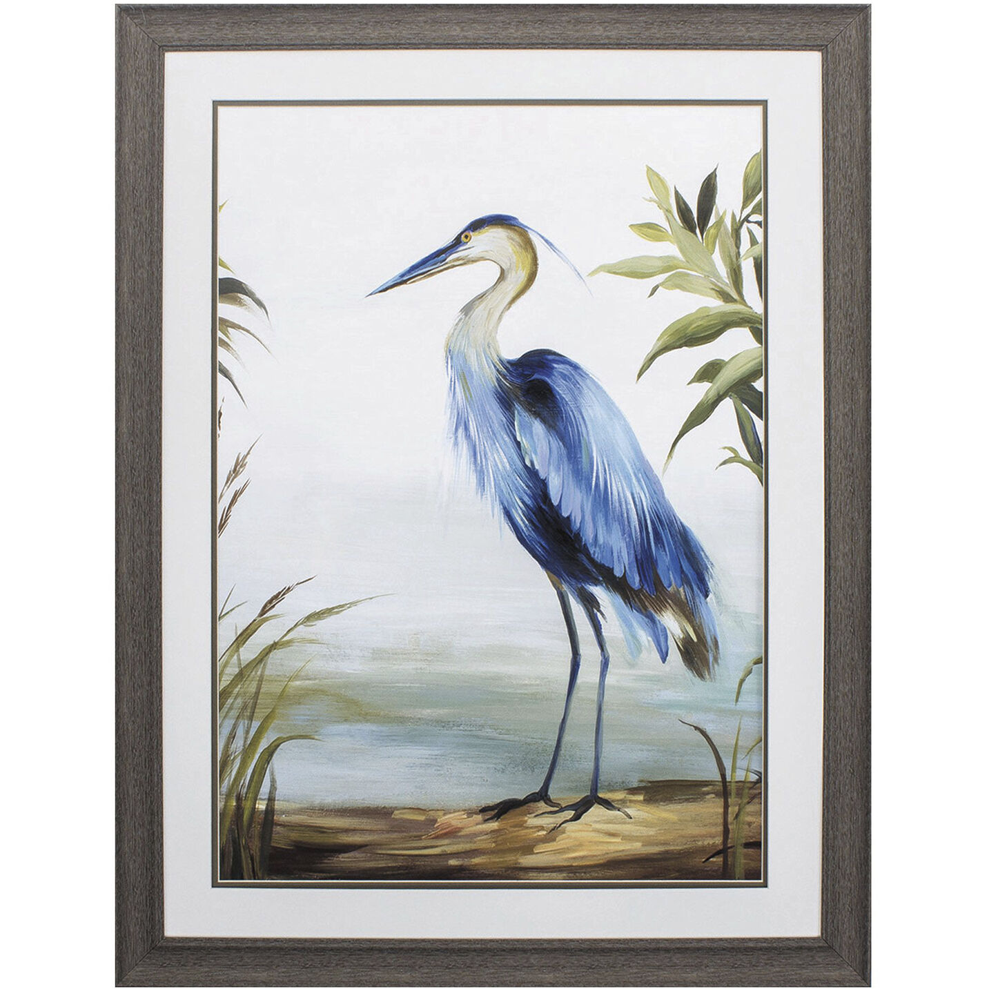 Blue Heron Gray Heron Blue Framed Art, Propac